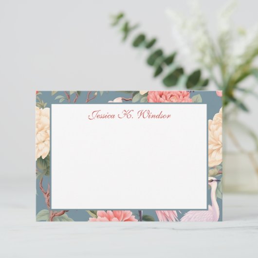 チノイスリーフローラジェイドエグレパーソナライズされた サンキューカード (スタンド正面)