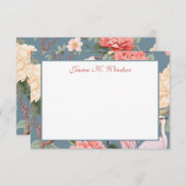 チノイスリーフローラジェイドエグレパーソナライズされた サンキューカード (正面/裏面)