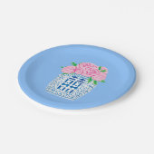 チノイスリーブルーとホワイト牡丹紙プレート ペーパープレート (アングル)