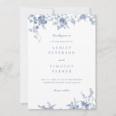 チノイスリーブルーエレガントウェディング招待状 招待状 (正面)