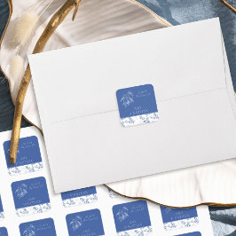 チノイスリーブルーエレガントフローラ結婚ズ スクエアシール