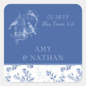 チノイスリーブルーエレガントフローラ結婚ズ スクエアシール (正面)