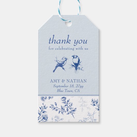 チノイスリーブルーエレガントフローラ結婚式の引き出物 ギフトタグ (正面)