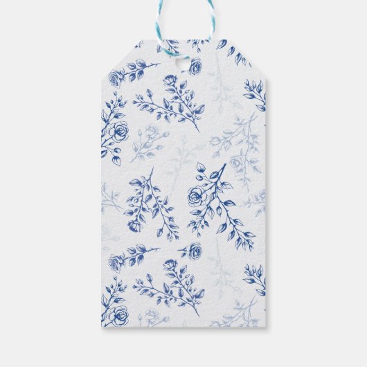 チノイスリーブルーエレガントフローラ結婚式の引き出物 ギフトタグ (裏面)