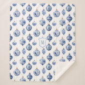 チノイスリーブルーオーナメントクリスマス シェルパブランケット (正面)