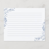 チノイスリーブルーフローラブライダルシャワーレシピカード (裏面)