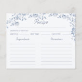 チノイスリーブルーフローラブライダルシャワーレシピカード (正面)