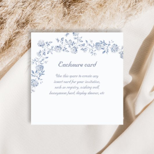 チノイスリーブルーフローラブライダルシャワー エンクロージャーカード