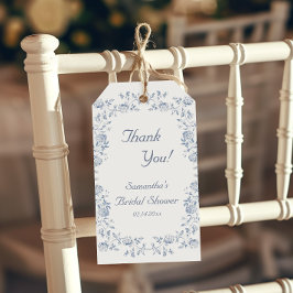 チノイスリーブルーフローラブライダルシャワー ギフトタグ