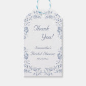 チノイスリーブルーフローラブライダルシャワー ギフトタグ (正面)