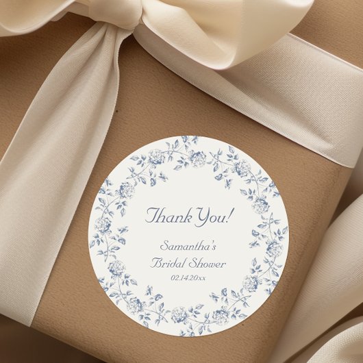 チノイスリーブルーフローラブライダルシャワー ラウンドシール