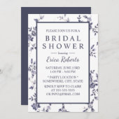 チノイスリーブルーフローラヴィンテージブライダルシャワー 招待状 (正面/裏面)