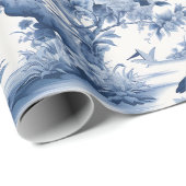 チノイスリーブルーホワイトフローラ絵を描ズ ラッピングペーパー (ロールコーナー)