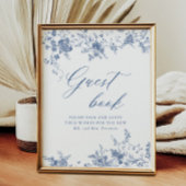 チノイスリーブルー結婚フローラのゲストブックサイン ポスター