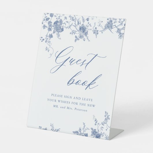 チノイスリーブルー結婚フローラのゲストブックサイン 台座サイン (正面)