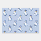 チノイスリーブルー&ホワイトクリスマスオーナメント ラッピングペーパーシート (正面)