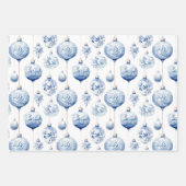 チノイスリーブルー&ホワイトクリスマスオーナメント ラッピングペーパーシート (正面2)