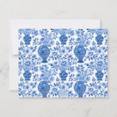 チノイスリーブルー&ホワイトジンジャージャーフローラヴァース ノートカード (裏面)