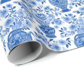 チノイスリーブルー&ホワイトジンジャージャーフローラヴァース ラッピングペーパー (ロールコーナー)