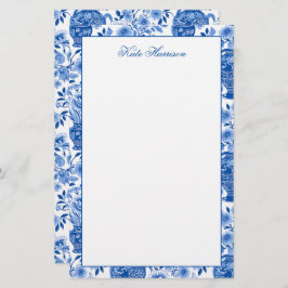 チノイスリーブルー&ホワイトジンジャージャーフローラヴァース 便箋