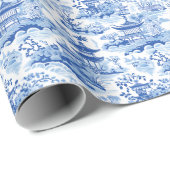 チノイスリーブルー&ホワイトパゴダ ラッピングペーパー (ロールコーナー)
