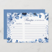 チノイスリーブルー&ホワイトブライダルシャワーレシピ エンクロージャーカード (正面/裏面)