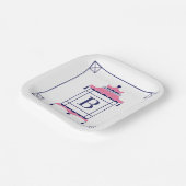 チノイスリーモノグラムのパゴダパーティープレート ペーパープレート (傾斜あり)