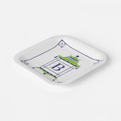 チノイスリーモノグラムのパゴダパーティープレート ペーパープレート (傾斜あり)