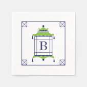 チノイスリーモノグラムのパゴダ スタンダードカクテルナプキン (正面)