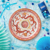 チノイスリーレッド金ゴールドインペリアルドラゴンフェイク中国 ペーパープレート (パーティー)