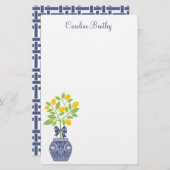 チノイスリーレモンの木の文パーソナライズされた具 便箋 (正面/裏面)