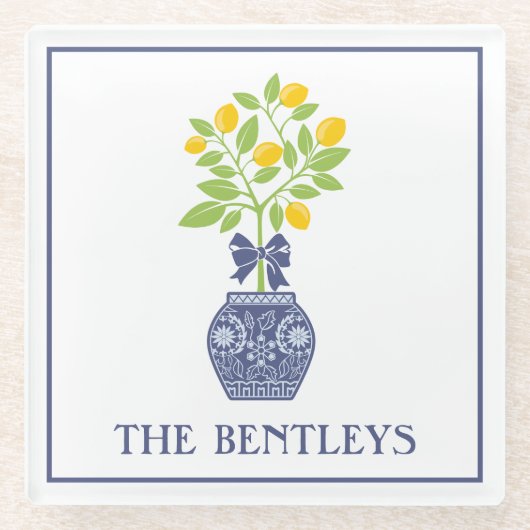 チノイスリーレモンツリーガラスコースター ガラスコースター (正面)