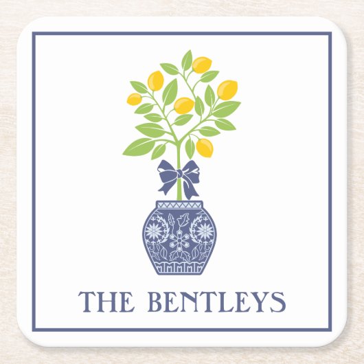 チノイスリーレモンツリー紙コースター スクエアペーパーコースター (正面)