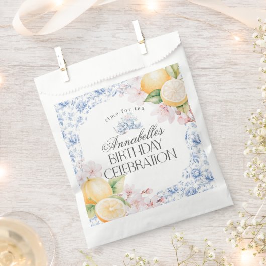 チノイスリーレモンティーパーティー誕生日デザート フェイバーバッグ (クリップ留めされた状態)