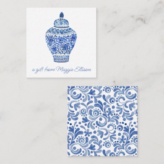 チノイスリー水彩ジンジャージャージョフト囲い ノートカード (正面/裏面)