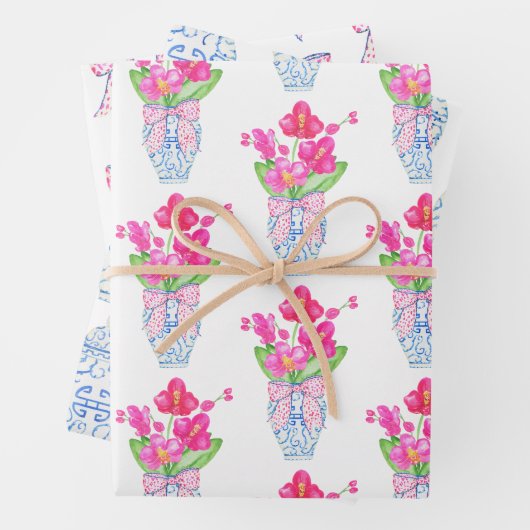 チノイスリー水彩ジンジャージャー瓶の包装紙 ラッピングペーパーシート (インサイチュ)