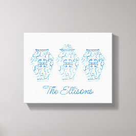 チノイスリー水彩ジンジャージャー瓶の花瓶 キャンバスプリント