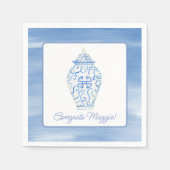 チノイスリー水彩ジンジャージャー瓶の花瓶 スタンダードカクテルナプキン (正面)