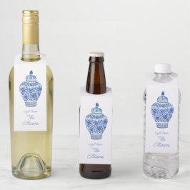 チノイスリー水彩ジンジャージャー瓶の花瓶 ボトルネックタグ