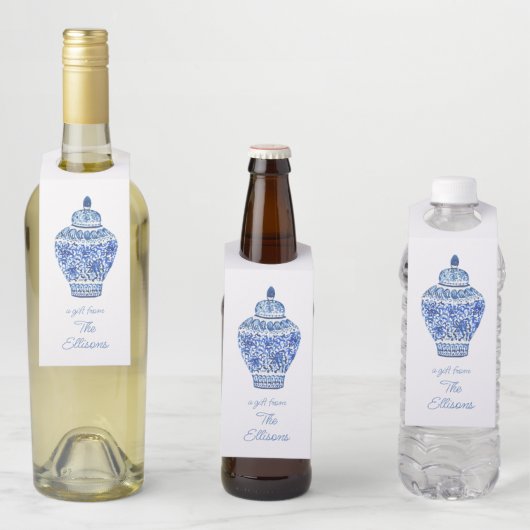 チノイスリー水彩ジンジャージャー瓶の花瓶 ボトルネックタグ (インサイチュ)