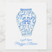 チノイスリー水彩ジンジャージャー瓶の花瓶 ワインラベル (シングルラベル)