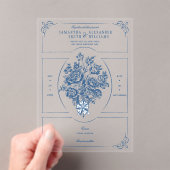 チノイセエレガントリーブルービクトリアンブーケ結婚ス アクリル招待状 (インサイチュ (ポータブル))