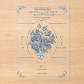 チノイセエレガントリーブルービクトリアンブーケ結婚ス アクリル招待状 (正面)