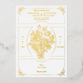 チノイセエレガントリーブルービクトリアンブーケ結婚ス 箔招待状