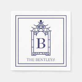 チノイセリモノグラムのパゴダパーティーナプキン スタンダードカクテルナプキン