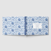 チノイセリーシッククラシックなブルー結婚ズ ゲストブック (全面)