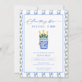 チノイセリーシャンパーヌエイブブルーブライダルシャワー 招待状 (正面)