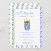 チノイセリーシャンパーヌエイブブルーブライダルシャワー 招待状 (正面/裏面)