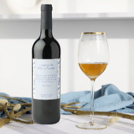 チノイセリーブルーエレガントフローラ結婚ズトースト ワインラベル