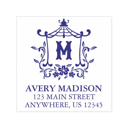 チノイセリーモノグラムパゴダ差出人住所 セルフインキングスタンプ (デザイン)